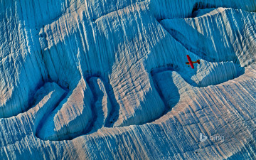 Картинка природа горы wrangell-st самолет ледник аляска сша elias national park and preserve