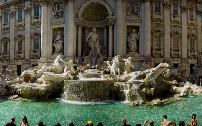 Обои картинки фото города, рим,  ватикан , италия, панорама, фонтан, треви