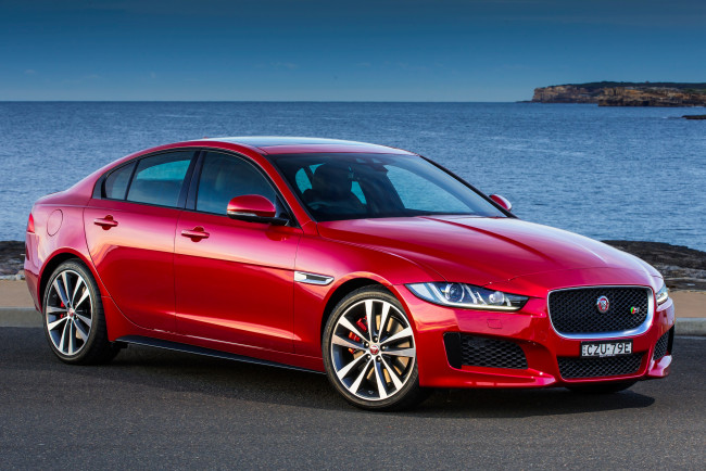 Обои картинки фото автомобили, jaguar, красный, 2015г, au-spec, xe, s