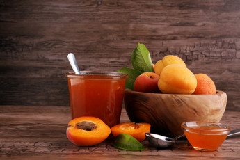 Картинка еда мёд +варенье +повидло +джем фон ложка абрикосовый джем абрикос листики