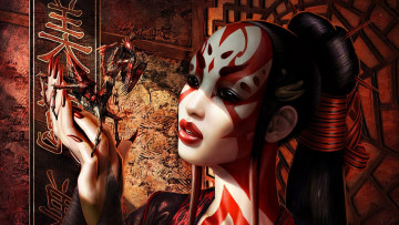 Картинка фэнтези девушки раскраска лицо девушка богомол когти насекомое