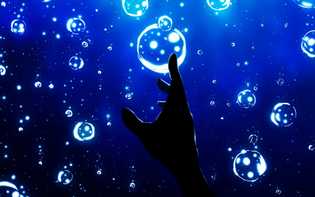 Обои картинки фото аниме, unknown,  другое, пузыри, под, водой, рука