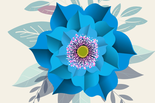 Обои картинки фото векторный цветок, векторная графика, цветы , flowers, вектор, цветок, листья, голубой