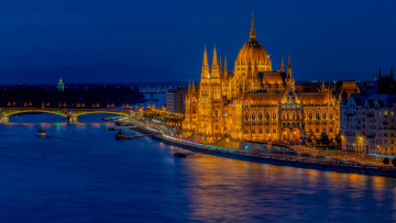 обоя города, будапешт , венгрия, река, мост, парламент