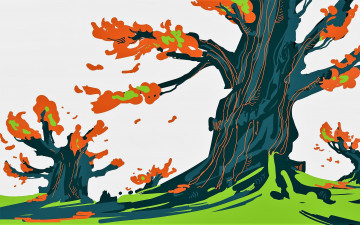 Картинка векторная+графика природа+ nature деревья осень