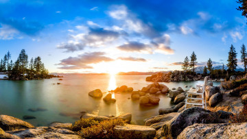 обоя lake tahoe sunset, california, природа, реки, озера, lake, tahoe, sunset