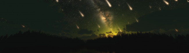 Обои картинки фото космос, кометы, метеориты, нбо, млечный, путь, метеоритный, дождь