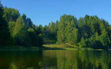 Картинка оз светлояр природа реки озера озеро вода лес небо церковь