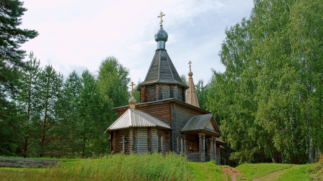 Обои картинки фото церковь, на, оз, светлояр, города, православные, церкви, монастыри, лес