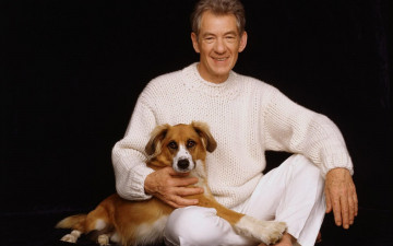 Картинка ian+murray+mckellen мужчины британский актер собака фон взгляд