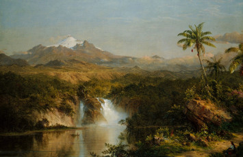 Картинка рисованное живопись гора вид котопахи фредерик эдвин Чёрч вулкан картина пейзаж