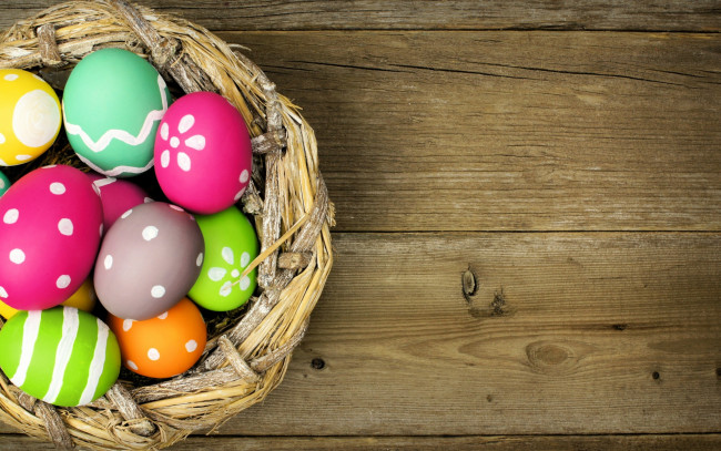 Обои картинки фото праздничные, пасха, яйца, holiday, easter, spring, wood, happy, eggs, colorful