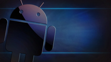 Картинка компьютеры android тёмный фон логотип синий