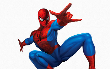 обоя Человек, паук, рисованные, комиксы, красный, spider-man, Человек-паук, белый, фон