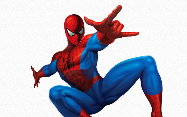 Обои картинки фото Человек, паук, рисованные, комиксы, красный, spider-man, Человек-паук, белый, фон