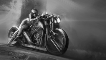 Картинка рисованные люди мотоцикл девушка