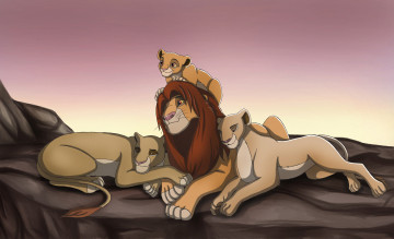 Картинка рисованные животные +львы симба