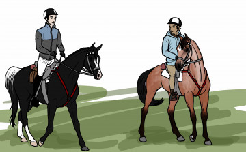 Картинка рисованные животные +лошади лошади всадники