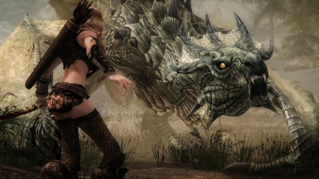 Обои картинки фото 3д графика, фантазия , fantasy, дракон, оружие, девушка