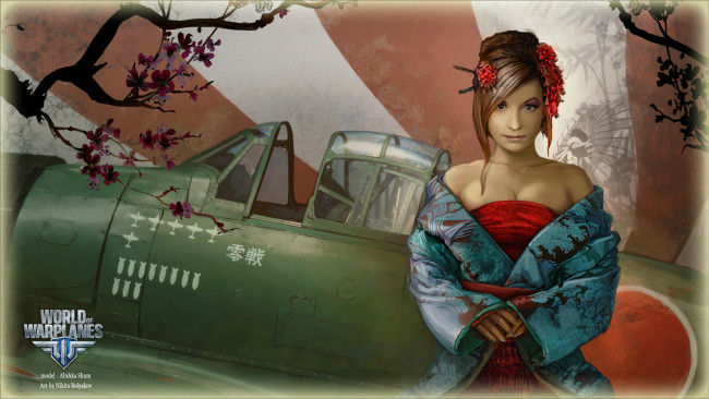 Обои картинки фото видео игры, world of warplanes, warplanes, симулятор, онлайн, of, world, арт, модель, девушка, игра