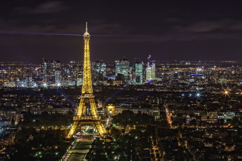 Картинка города париж+ франция эйфелева башня панорама огни ночь париж