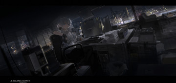 Картинка аниме оружие +техника +технологии ночь офис девушка арт mivit мрак