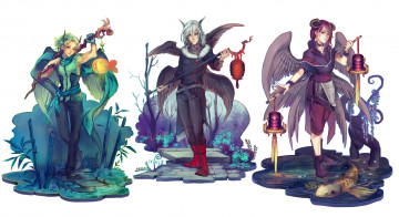 Картинка аниме ангелы +демоны оружие парни фон
