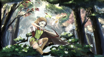 Картинка аниме kikivi+ artbook эльы девушка dragon's crown kikivi elf оружие арт стрелы character лес tagme