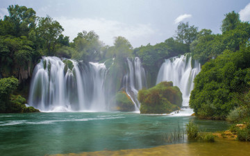 Картинка природа водопады небо водопад деревья