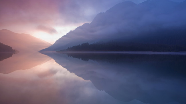 Обои картинки фото природа, реки, озера, туман, утро, река, горы
