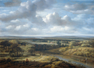 Картинка рисованное живопись филипс конинк масло холст речной пейзаж картина