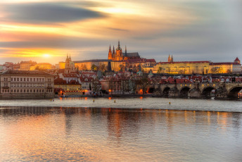 Картинка города прага+ Чехия закат прага апрель