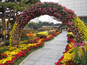 Картинка города другое арка цветы клумбы