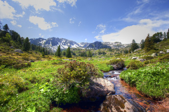 Картинка природа пейзажи ручей камни горы