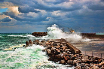 Картинка природа побережье камни море стихия мол