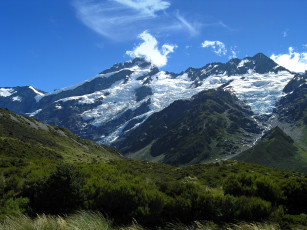 Картинка новая зеландия кентербери маунт кук нешнел парк природа горы растения