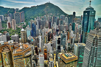 Картинка города гонконг китай панорама небоскребы