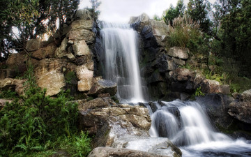 Картинка ein wasserfall in grugapark essen германия природа водопады водопад