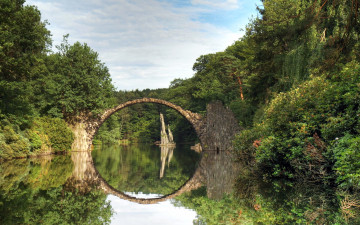 Картинка германия саксония габленц природа реки озера лес мост река