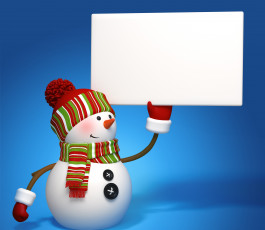 Картинка праздничные 3д+графика+ новый+год снеговик year new happy фон рукавички шапка рождество