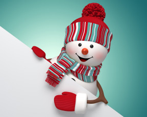 Картинка праздничные 3д+графика+ новый+год рождество новый год снеговик winter new year christmas merry 3d cute snowman