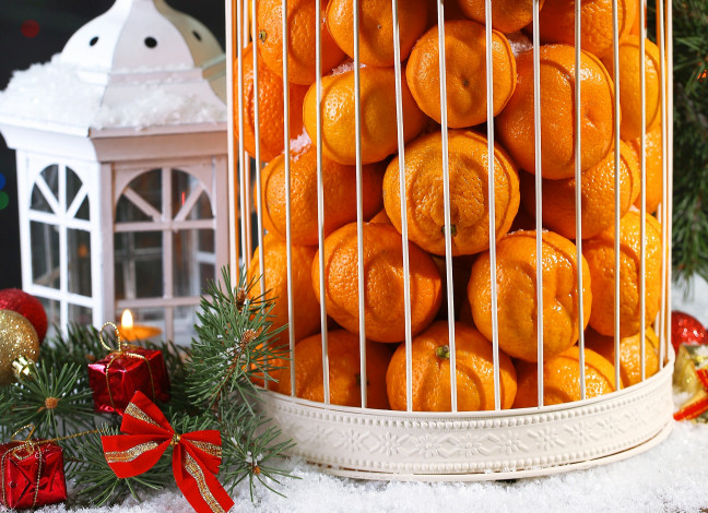 Обои картинки фото праздничные, угощения, фрукты, мандарины, christmas, merry, украшения, новый, год, рождество, decoration