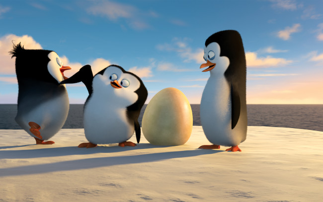 Обои картинки фото мультфильмы, the penguins of madagascar, пингвины, клюв, глаза