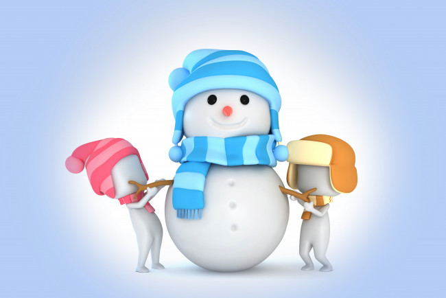 Обои картинки фото праздничные, 3д графика , новый год, фон, шапка, снеговик, new, year, happy, улыбка, рождество