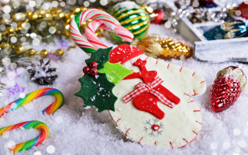 Картинка праздничные украшения новый год рождество cookies decoration xmas merry christmas снег шары