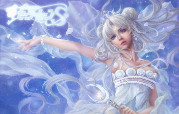Картинка аниме sailor+moon bishoujo senshi sailor moon епестки белые волосы жезл девушка princess serenity tsukino usagi арт sunmomo