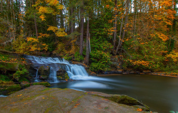 Картинка природа водопады каскад лес осень