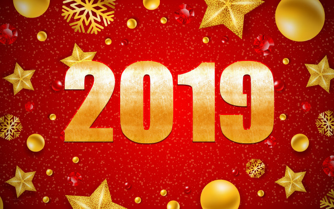Обои картинки фото с новым 2019 годом, праздничные, 3д графика , новый год, художественное, оформление, с, новым, годом, рождественский, фон, металлические, цифры, новогодние, обои, красный, снежинки