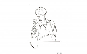 Картинка рисованное люди ван ибо кепка цветок