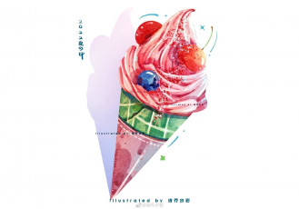 Картинка рисованное еда мороженое рожок